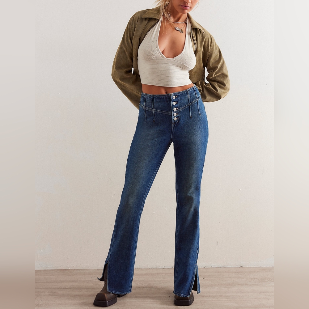 FREE PEOPLE CRVY Nix Corset Jeans NWT